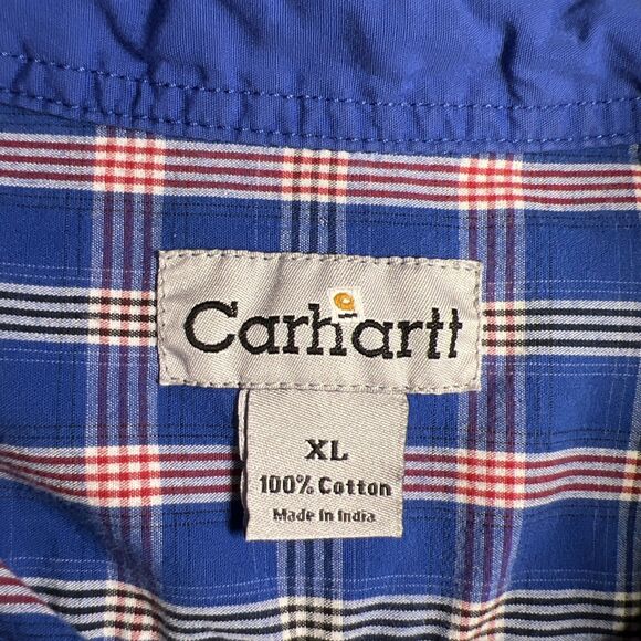 Carhartt Mens Blue Plaid Button-Up Size XL  RN 14806 - Picture 3 of 6